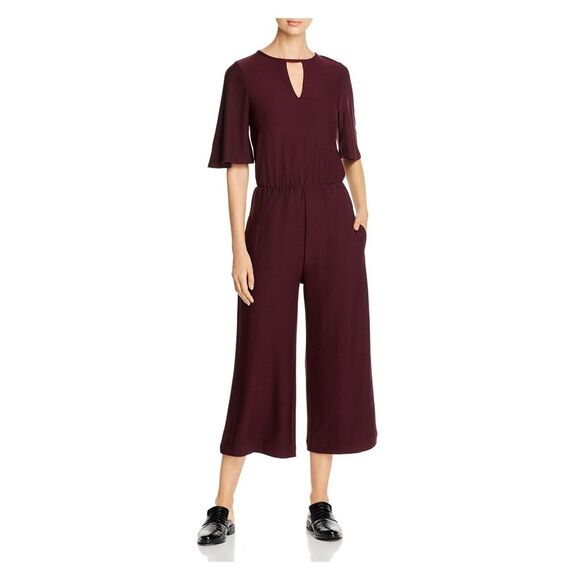 LYSSE Pants - LYSSE Womens Purple Wide-leg Elbow Sleeve Keyhole Evening Cropped Jumpsuit M